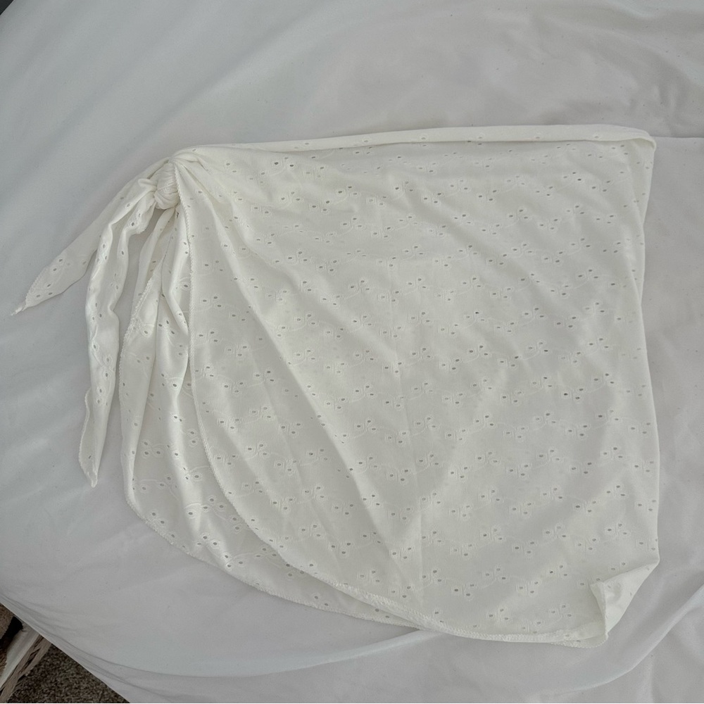 White sheer sarong cover-up skirt
